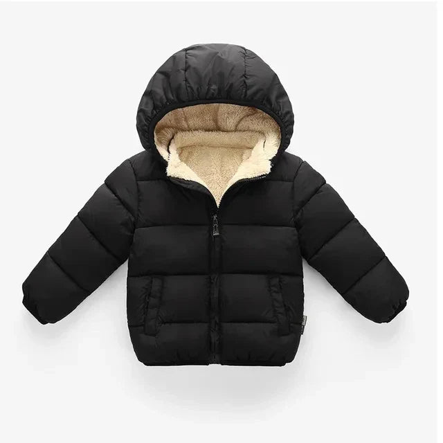 Multivariant Padded Jacket with Hood and Zip for Children-10